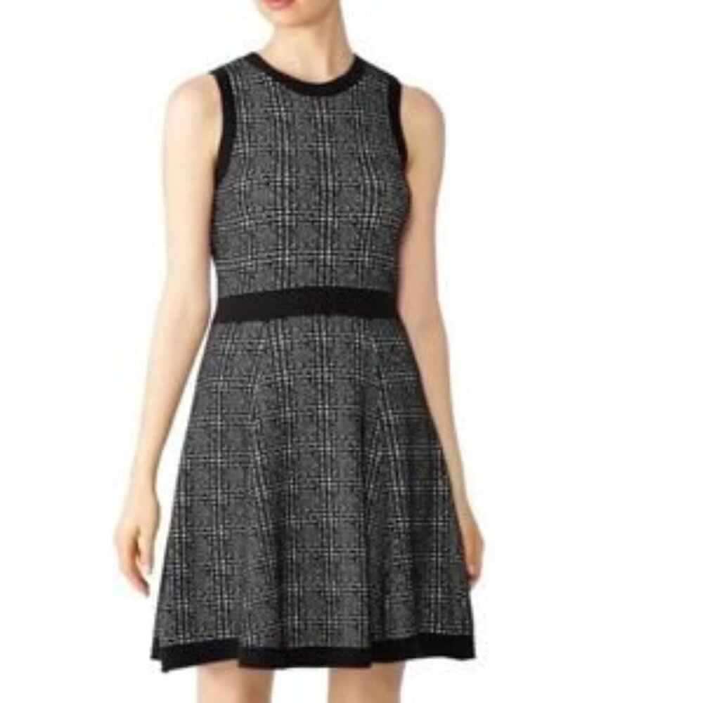 Kate Spade Out West Mod Plaid Knit SweaterSwing Dress Black and White size M